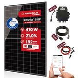 Balkonkraftwerk mit 1x410W Solarmodule der Marke Sunova Solar SS-410-54MDH, 800W Wechselrichter APsystems EZ1-M, 5m Schutzkontaktkabel, 2 x 2m DC Kabel, ohne Halterung