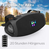 XORO DAB 800 – Robustes Outdoor Radio mit DAB+/FM, Bluetooth 5.0, USB & AUX, 2x 10W Lautsprecher, Favoritenspeicher, Wecker & bis zu 12 Std. Akkulaufzeit – Perfekt für Garten, Werkstatt & Camping