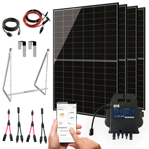 SUNOVA Balkonkraftwerk 1720W mit 4×430W bifazialen Glas-Glas Modulen, APsystems Wechselrichter & PVH 120 Halterung