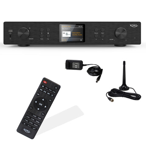 XORO HFT 440 Pro HiFi-Tuner mit Fernbedienung, Netzteil und DAB+/FM-Antenne