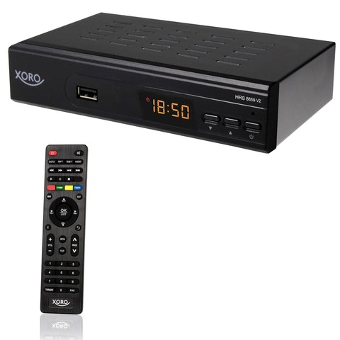 XORO HRS 8659 V2 HD DVB-S2 Satellitenreceiver mit HDMI, SCART, USB-Mediaplayer, Unicable 1+2 und 12V-Eingang