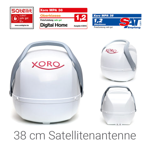 Tragbare vollautomatische Sat Anlage Xoro MPA 38 für Camping Wohnmobil mobile SAT Antenne