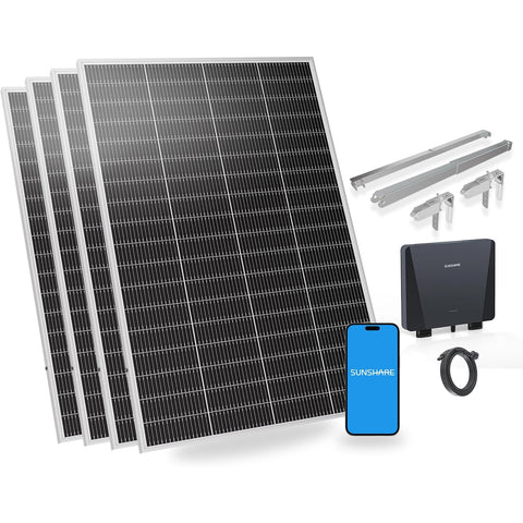 SUNSHARE Ray Lite 800 W Balkonkraftwerk mit Halterung – 4×200 W N-TOPCon Module, Plug & Play, App-Überwachung