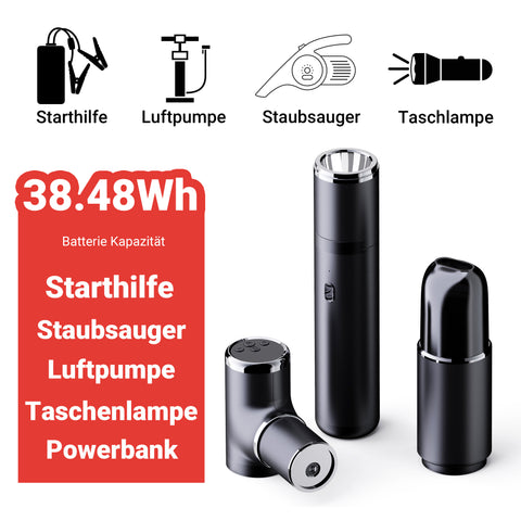TIMIGO K2 Auto Starthilfe Powerbank mit Luftkompressor, 12V-500A Spitzenstrom, 38,4Wh, Tragbare Auto Starthilfe für 6.0L Benzin- und 5.0L Dieselmotor & LED Taschenlampe