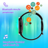 SmartWatch XINJI N2 mit Bluetooth, AMOLED Touchpanel, Puls-/HRV-/Blutsauerstoff-Messung, Schlafmonitor, Musikspeicher, Kalorien-/Schrittzähler, Benachrichtigungsfunktion, App, Wasserdicht, schwarz