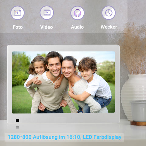 XORO CPF 10B1 25.65 cm (10.1 Zoll) Bilderrahmen mit WLAN Empfang, SD Kartenleser, USB 2.0, Bewegungssensor