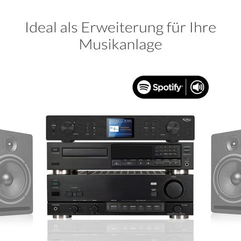 Xoro HFT 440 HiFi-Tuner Internetradio, DAB+/FM/UKW, WLAN, Bluetooth, Spotify Connect, Musik Streaming per UPnP, Antenne, Fernbedienung, LINE OUT, LINE IN, Breite 43 cm
