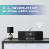 XORO HMT 620 Internetradio mit CD-Player, DAB/DAB+/FM Radio, WLAN, Bluetooth, Spotify Connect, MP3 USB Player, Netzwerkstreaming, AUX IN, 2 x 10 Watt Lautsprecher (Stereo), externe Antenne F-Anschluß