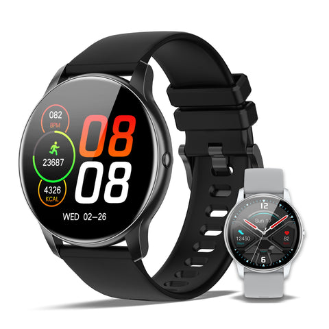 Smartwatch XINJI C2 mit Bluetooth, Touchpanel, Puls-/HRV-/Blutsauerstoff-Messung, Schlafmonitor, Kalorien-/Schrittzähler, Benachrichtigungsfunktion, App, 3ATM Wasserdicht