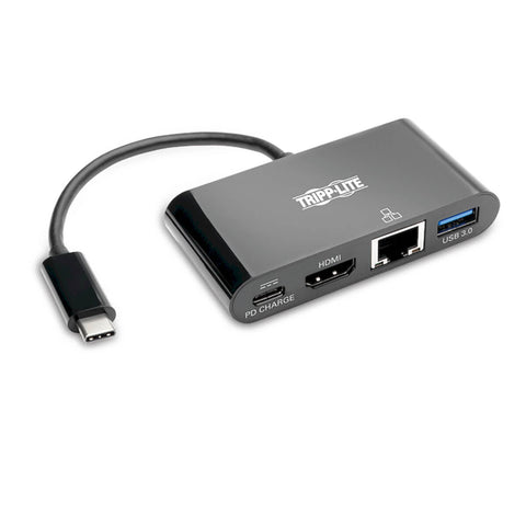 Tripp Lite U444-06N-H4GUBC USB-C Multiport Adapter, 4K HDMI, USB-A Port, GbE- und PD-Charging, HDCP, schwarz