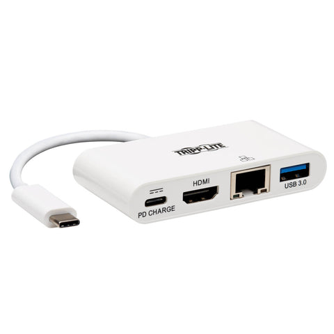 Tripp Lite U444-06N-H4GU-C USB-C Multiport Adapter, 4K HDMI, USB-A Port, Gbe und PD Charging, HDCP, weiß