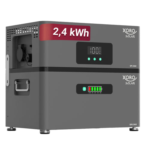 XORO SOLAR ATLAS – AC-gekoppeltes Energiespeichersystem 2,4–7,2 kWh, erweiterbar bis 12 kWh, mit Notstrom, App & optional Shelly Pro 3EM