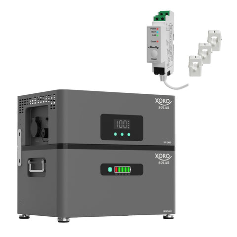 XORO SOLAR ATLAS – AC-gekoppeltes Energiespeichersystem 2,4–7,2 kWh, erweiterbar bis 12 kWh, mit Notstrom, App & optional Shelly Pro 3EM