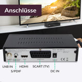 XORO HRS 8660 V2 Anschlüsse mit LNB, HDMI, SCART, S/PDIF und 12 V DC