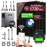 XORO SOLAR - Sunova Plug & Play Balkonkraftwerk 1720W mit 2016Wh Solarspeicher SPS 2155 – Update Oktober 2025, 5 m Schutzkontaktkabel & PVH 60 Halterung – Für Balkon, Terrasse & Garten