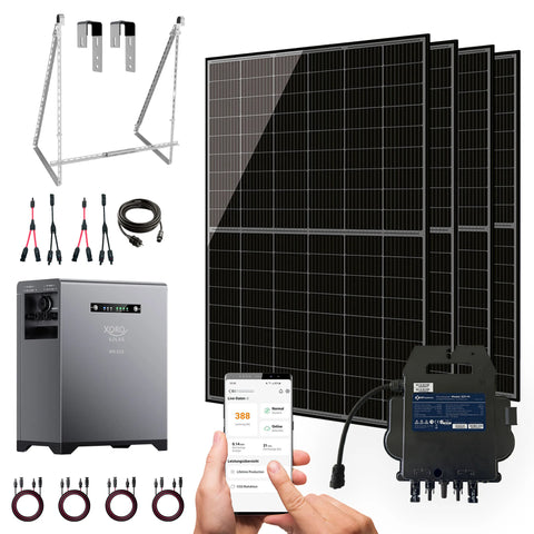 XORO SOLAR - Plug & Play Balkonkraftwerk 1720W mit 2016Wh Solarspeicher SPS 2155 – Update Oktober 2025, 5m Schutzkontaktkabel & PVH 120 Halterung – Für Balkon, Terrasse & Garten