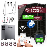 XORO SOLAR - Plug & Play Balkonkraftwerk 1720W mit 2016Wh Solarspeicher SPS 2155 – Update Oktober 2025, 5m Schutzkontaktkabel & PVH 120 Halterung – Für Balkon, Terrasse & Garten