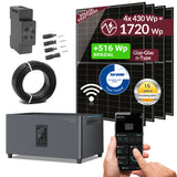 MARSTEK Balkonkraftwerk 1720W Komplettset mit Sunova 430W Bifazialmodulen, Jupiter C Plus 2,56 kWh Solarspeicher, CT002 Smart Meter & Profi-Kabelsatz