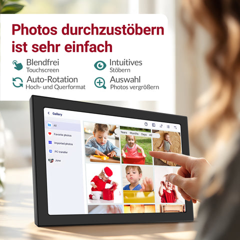XORO CPF 10CF Digitaler WLAN Fotorahmen 10,1 Zoll mit Touchscreen & App-Steuerung