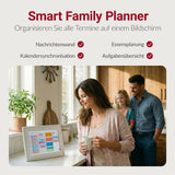 Smart Family Planner auf Display in Küche – Familienkalender, Aufgaben und Termine im Alltag organisieren