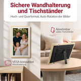 XORO CPF 15PF - 15" Digitaler WLAN Bilderrahmen in Buchenholz, 1920x1080 HD IPS Touchscreen, 32GB Speicher, Auto-Rotation & Sofort-Foto-/Video-Sharing