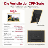 XORO CPF 15PF - 15" Digitaler WLAN Bilderrahmen in Buchenholz, 1920x1080 HD IPS Touchscreen, 32GB Speicher, Auto-Rotation & Sofort-Foto-/Video-Sharing
