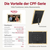 XORO CPF 15PF - 15" Digitaler WLAN Bilderrahmen in Buchenholz, 1920x1080 HD IPS Touchscreen, 32GB Speicher, Auto-Rotation & Sofort-Foto-/Video-Sharing