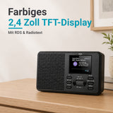 XORO DAB 142 DAB/DAB+/UKW Radioempfang & 2.4" Farbdisplay. Bluetooth Lautsprecher