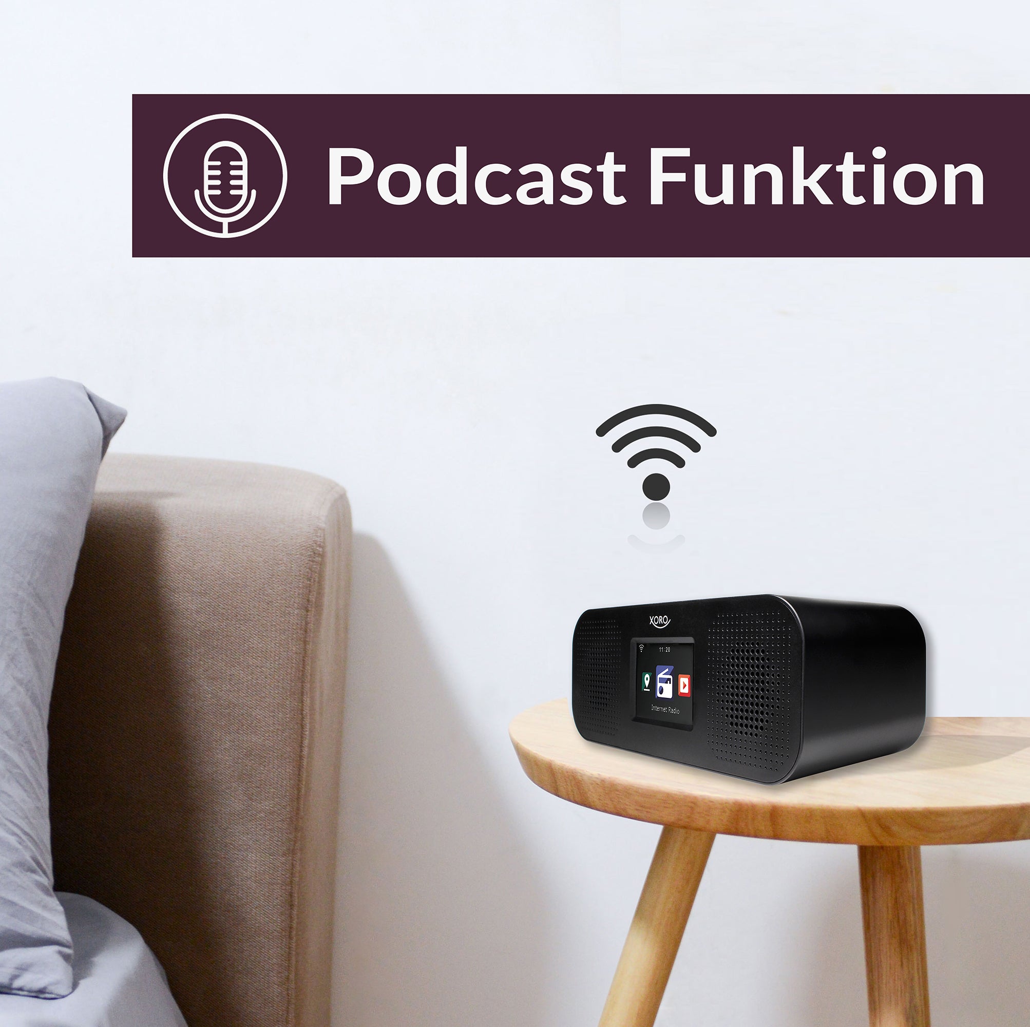 XORO HMT 425 Basic Digitales WLAN-Internetradio mit 2.8 Zoll Farbdisplay, USB und Wecker