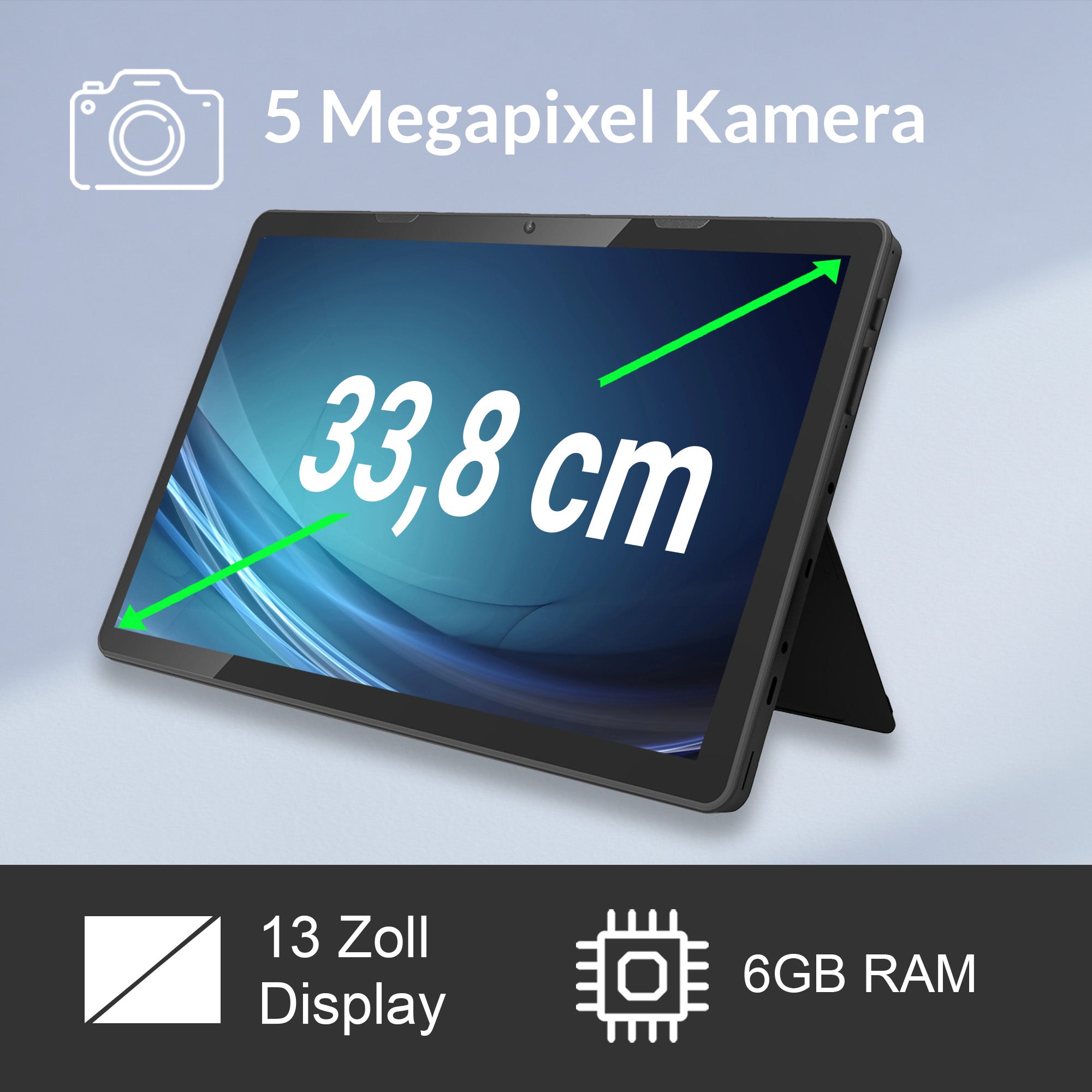 XORO MegaPAD 1333 Pro 2 – 13,3" Full HD Android 15 Tablet mit 128 GB, 6 GB RAM & VESA-Montage