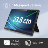 XORO MegaPAD 1333 Pro 2 – 13,3" Full HD Android 15 Tablet mit 128 GB, 6 GB RAM & VESA-Montage