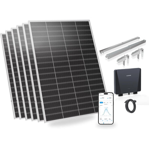 SUNSHARE Ray Lite Set mit Halterung 1200 W Mini-Balkonkraftwerk – 6×200 W N-TOPCon Module, Plug & Play