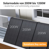 SUNSHARE Ray 600/800 W Balkonkraftwerk-Komplettset für Betonbalkone – N-TOPCon Solarmodule mit 800 W Mikro-Wechselrichter, App-Überwachung & bohrfreier Betonhalterung