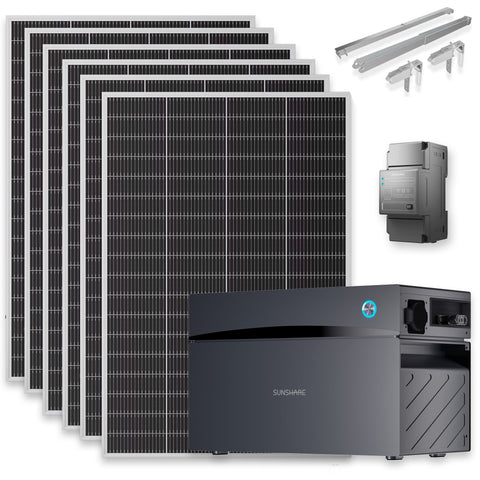 SUNSHARE Ray Lite 1200W Balkonkraftwerk-Komplettset mit 2 kWh Glory Speicher, Smart Meter und Halterung – Modular erweiterbares Solarsystem (Kopie)