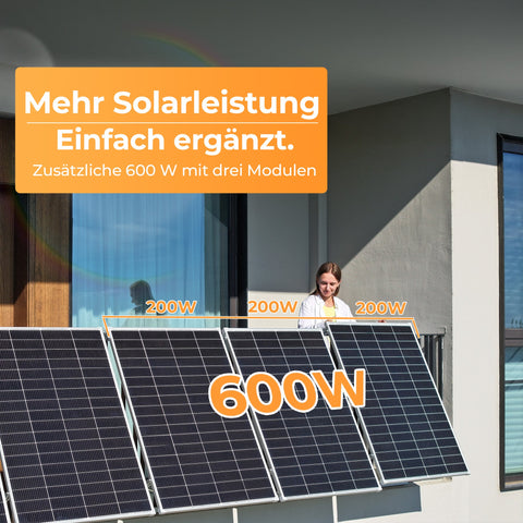 SUNSHARE Ray Lite Solarmodul Set 600 W (3×200 W) – PV-Erweiterung für Balkonkraftwerke