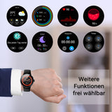 XINJI N2 - SmartWatch mit Bluetooth, Touchpanel, Puls-/HRV-/Blutsauerstoff-Messung, Schlafmonitor, Musikspeicher Dreh-und Druckknopf Schwarz