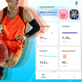 XINJI N2 - SmartWatch mit Bluetooth, Touchpanel, Puls-/HRV-/Blutsauerstoff-Messung, Schlafmonitor, Musikspeicher Dreh-und Druckknopf Schwarz