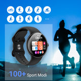 SmartWatch XINJI N2 mit Bluetooth, AMOLED Touchpanel, Puls-/HRV-/Blutsauerstoff-Messung, Schlafmonitor, Musikspeicher, Kalorien-/Schrittzähler, Benachrichtigungsfunktion, App, Wasserdicht, schwarz