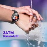 XINJI N2 - SmartWatch mit Bluetooth, Touchpanel, Puls-/HRV-/Blutsauerstoff-Messung, Schlafmonitor, Musikspeicher Dreh-und Druckknopf Schwarz