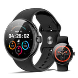 XINJI N2 - SmartWatch mit Bluetooth, Touchpanel, Puls-/HRV-/Blutsauerstoff-Messung, Schlafmonitor, Musikspeicher Dreh-und Druckknopf Schwarz