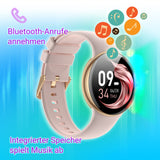 XINJI N2 - SmartWatch mit Bluetooth, Touchpanel, Puls-/HRV-/Blutsauerstoff-Messung, Schlafmonitor, Musikspeicher Dreh-und Druckknopf Gold