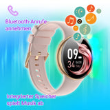 SmartWatch XINJI N2 mit Bluetooth, AMOLED Touchpanel, Puls-/HRV-/Blutsauerstoff-Messung, Schlafmonitor, Musikspeicher, Kalorien-/Schrittzähler, Benachrichtigungsfunktion, App, Wasserdicht, gold