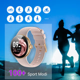 SmartWatch XINJI N2 mit Bluetooth, AMOLED Touchpanel, Puls-/HRV-/Blutsauerstoff-Messung, Schlafmonitor, Musikspeicher, Kalorien-/Schrittzähler, Benachrichtigungsfunktion, App, Wasserdicht, gold