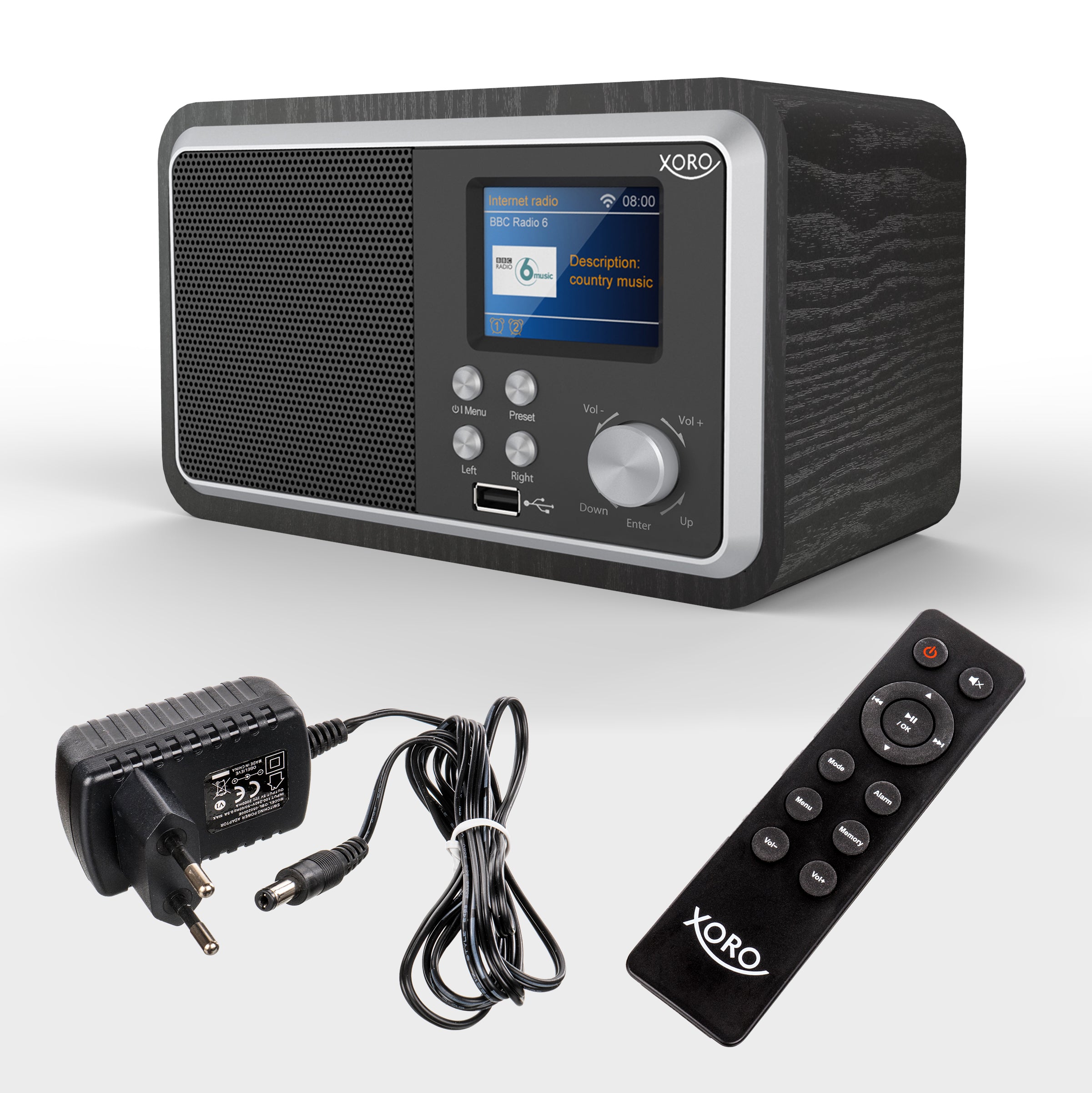 XORO HMT 300 V2 Internet Radio black (2.4" Color LCD, BT, RC, 1x3W, Spotify Connect)