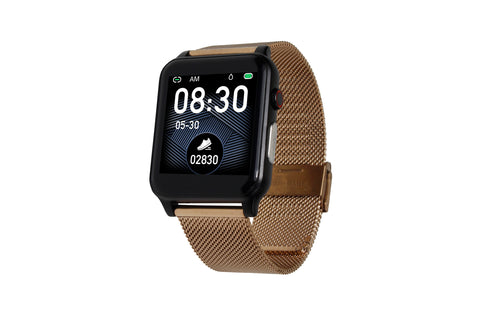 HEYRO FIT 21 Metal Roségold Smart Watch mit EKG, PPG, Blutdruckmessung, Pulsuhr, Kalorien- & Schrittzähler – mit zusätzlichem roségoldenem Metallarmband (Edelstahlgewebe)