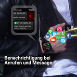 XINJI C1 Black Smart-Uhr mit Bluetooth, Touchpanel, Puls-/Blutsauerstoff-Messung, Schlafmonitor, Kalorien-/Schrittzähler, Benachrichtigungsfunktion, App, 5ATM Wasserdicht