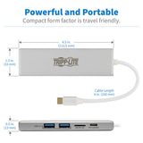 Tripp Lite U442-DOCK10-S USB-C-Dockingstation - 4K HDMI, USB 3.2 Gen 1, USB-A Hub Ports, Speicherkarten, 60W PD-Charging, Silber