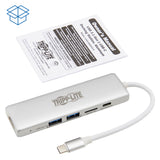 Tripp Lite U442-DOCK10-S USB-C-Dockingstation - 4K HDMI, USB 3.2 Gen 1, USB-A Hub Ports, Speicherkarten, 60W PD-Charging, Silber