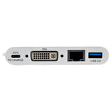 Tripp Lite U444-06N-DGU-C USB-C Multiport Adapter, DVI, USB-A Port, Gbe und PD Charging, weiß